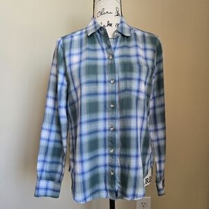 Abercrombie & Fitch lightweight flannel shirt green plaid womens S